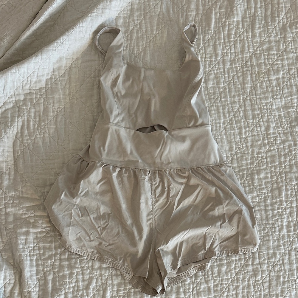 FP Movement by Free People Cream Women's Righteous Runsie Romper